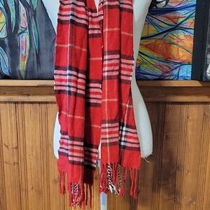 Red Plaid Scarf Italy Design